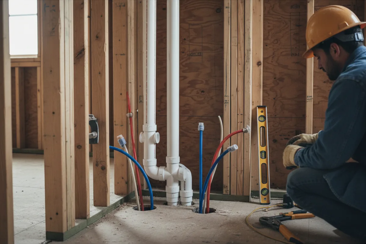 Drain and supply rough-in during Leak Detection in Holbrook
